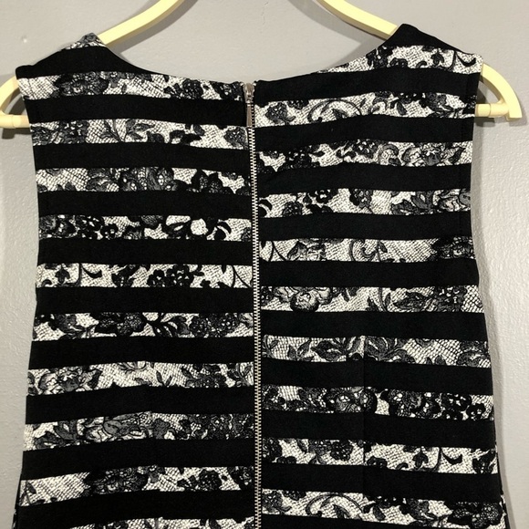 Worthington Sundress Sleeveless Dress Size S Black Stripe Flower Casual Work - Picture 7 of 12